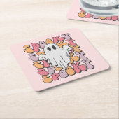 Spooky Retro Ghost Rechteckiger Pappuntersetzer (angewinkelt)