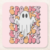 Spooky Retro Ghost Rechteckiger Pappuntersetzer (Vorderseite)