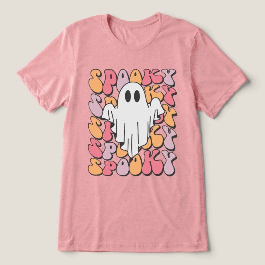 Spooky Retro Ghost Tri-Blend Shirt (Design Vorderseite)