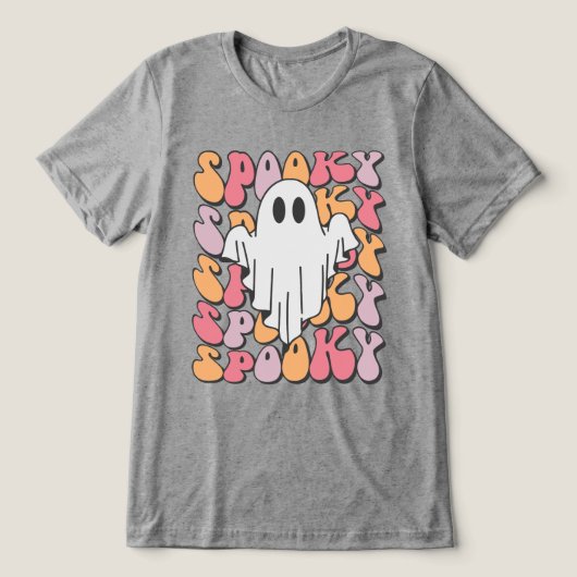 Spooky Retro Ghost Tri-Blend Shirt (Design Vorderseite)