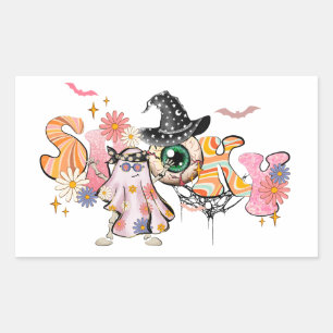 Spooky Retro Halloween Rechteckiger Aufkleber