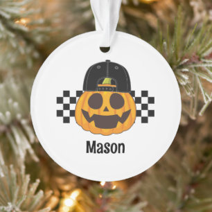 Spooky Retro Pumpkin Typ Kinderjungen Name Hallowe Ornament