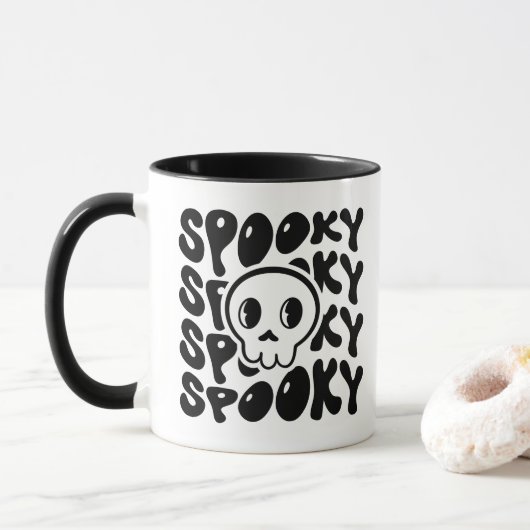 Spooky Retro Skull-Tasse Tasse (Mit Donut)