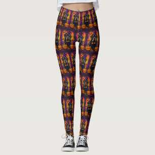 Spooky Rottweiler Hund Halloween Hexe und Pumpkin Leggings
