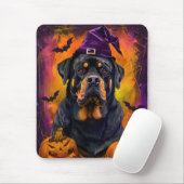 Spooky Rottweiler Hund Halloween Hexe und Pumpkin Mousepad (Mit Mouse)