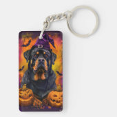 Spooky Rottweiler Hund Halloween Hexe und Pumpkin Schlüsselanhänger (Rückseite)