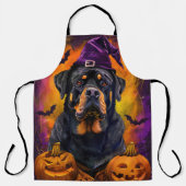 Spooky Rottweiler Hund Halloween Hexe und Pumpkin Schürze (Vorderseite)