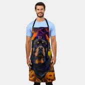 Spooky Rottweiler Hund Halloween Hexe und Pumpkin Schürze (Getragen)