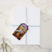 Spooky Samoyed Hund Halloween Hexe und Kürbiskröte Geschenkanhänger (Mit Garn)