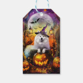 Spooky Samoyed Hund Halloween Hexe und Kürbiskröte Geschenkanhänger (Rückseite)