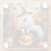 Spooky Samoyed Hund Halloween Hexe und Kürbiskröte Glasuntersetzer (Rückseite)