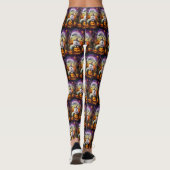 Spooky Samoyed Hund Halloween Hexe und Kürbiskröte Leggings (Rückseite)