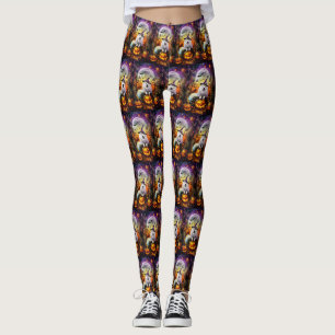 Spooky Samoyed Hund Halloween Hexe und Kürbiskröte Leggings