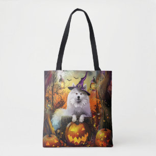 Spooky Samoyed Hund Halloween Hexe und Kürbiskröte Tasche