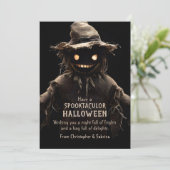 Spooky Scarecrow Halloween Gruß Feiertagskarte (Stehend Vorderseite)