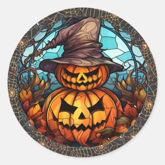 Spooky Scarecrow und Pumpkin Halloween Sticker (Vorderseite)
