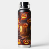 SPOOKY SCARY HALLOWEEN TREE WITH ORANGE PUMPKINS TRINKFLASCHE (Rückseite)