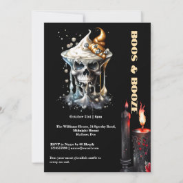 Spooky Schädelcocktail schwarze Kerzen gotische Ch Einladung