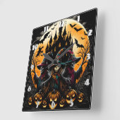 Spooky-Schareck im Kürbispflaster Quadratische Wanduhr (Winkel)