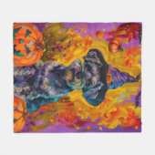 Spooky Schnauzer Hund Halloween Hexe und Pumpkin Fleecedecke (Vorderseite (Horizontal))
