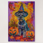 Spooky Schnauzer Hund Halloween Hexe und Pumpkin Puzzle (Vertikal)