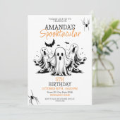 Spooky Schwarz und Weiß Beängstigende Geister Gebu Einladung (Stehend Vorderseite)