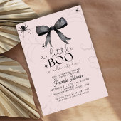 Spooky, schwarzer Bogen und Spinnen Babydusche Einladung