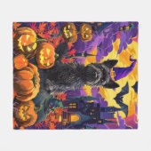 Spooky Scottish Terrier Halloween Hexch Pumpkin Fleecedecke (Vorderseite (Horizontal))