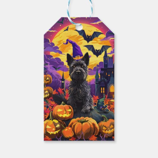 Spooky Scottish Terrier Halloween Hexch Pumpkin Geschenkanhänger (Vorderseite)