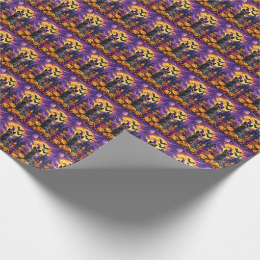 Spooky Scottish Terrier Halloween Hexch Pumpkin Geschenkpapier (Ecke)