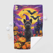 Spooky Scottish Terrier Halloween Hexch Pumpkin Golfhandtuch (Insitu)