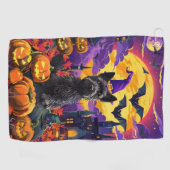Spooky Scottish Terrier Halloween Hexch Pumpkin Golfhandtuch (Horizontal)