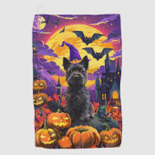 Spooky Scottish Terrier Halloween Hexch Pumpkin Golfhandtuch (Vorderseite)