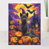 Spooky Scottish Terrier Halloween Hexch Pumpkin Karte (Vorderseite)