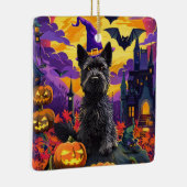 Spooky Scottish Terrier Halloween Hexch Pumpkin Keramikornament (Rechts)