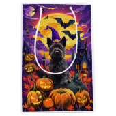 Spooky Scottish Terrier Halloween Hexch Pumpkin Mittlere Geschenktüte (Vorderseite)
