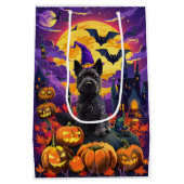 Spooky Scottish Terrier Halloween Hexch Pumpkin Mittlere Geschenktüte (Rückseite)