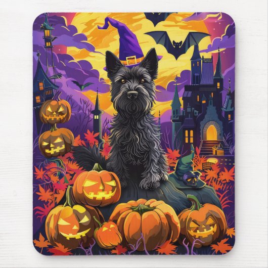 Spooky Scottish Terrier Halloween Hexch Pumpkin Mousepad (Vorne)