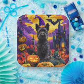 Spooky Scottish Terrier Halloween Hexch Pumpkin Pappteller (Party)