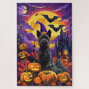 Spooky Scottish Terrier Halloween Hexch Pumpkin Puzzle