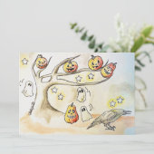 spooky season art, Halloween Tree Feiertagskarte (Stehend Vorderseite)