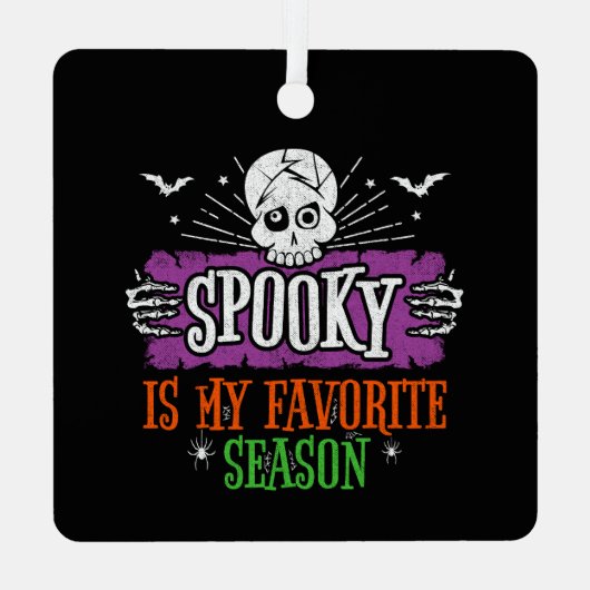 Spooky Season Beängstigend Skeleton Fledermäuse Ha Ornament Aus Metall (Rückseite)