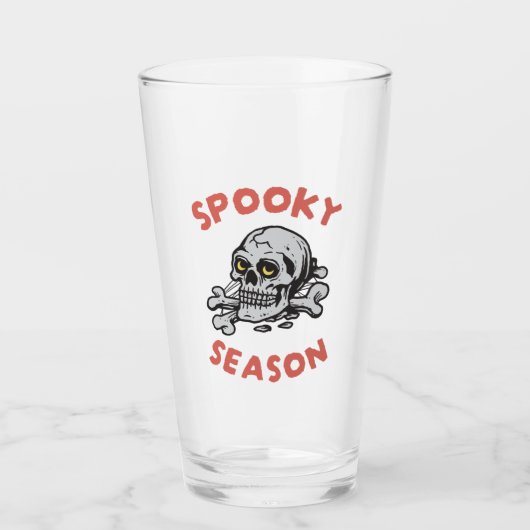 Spooky Season Beängstigend Skull Halloween Glas (Vorderseite)