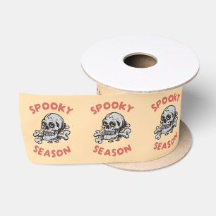 Spooky Season Beängstigend Skull Halloween Satinband