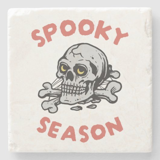 Spooky Season Beängstigend Skull Halloween Steinuntersetzer (Vorderseite)
