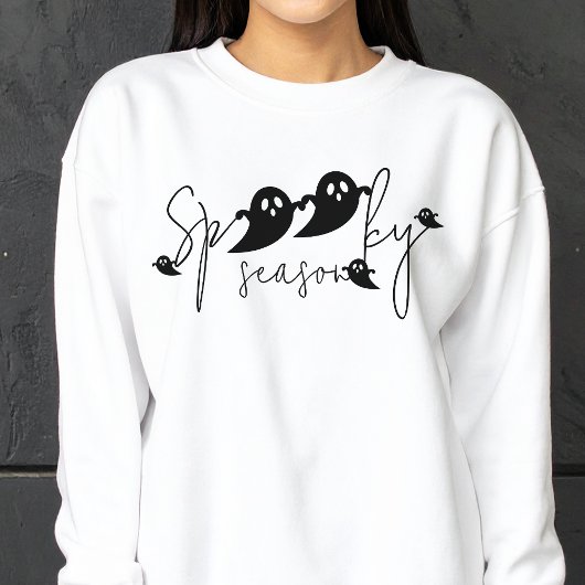 Spooky Season Black Flying Ghosts Script Halloween Sweatshirt