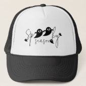 Spooky Season Black Ghost Silhouetten Halloween Truckerkappe (Vorderseite)