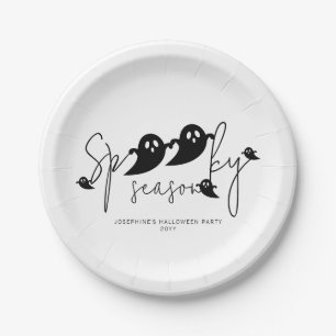 Spooky Season Black Ghosts Custom Halloween Pappteller
