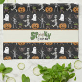 Spooky Season Black Halloween Muster Geschirrtuch (Gefaltet)