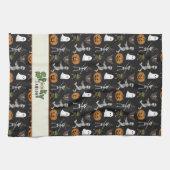 Spooky Season Black Halloween Muster Geschirrtuch (Horizontal)